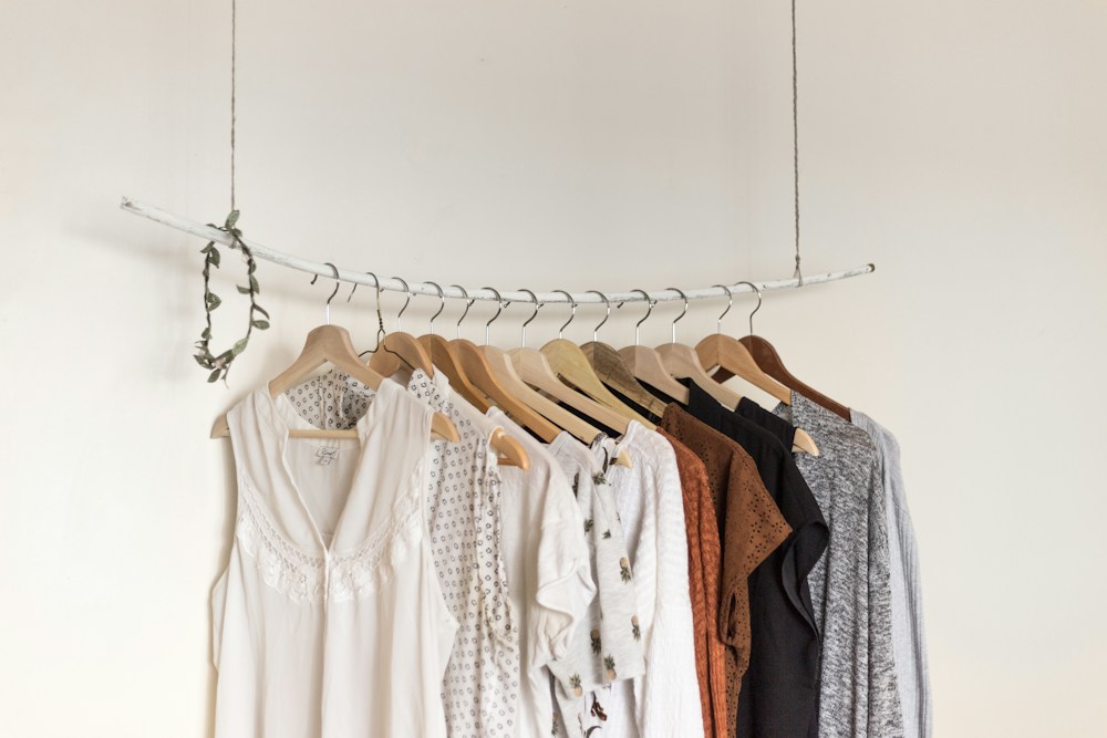A carefully selected rail of womenswear in soft neutral tones